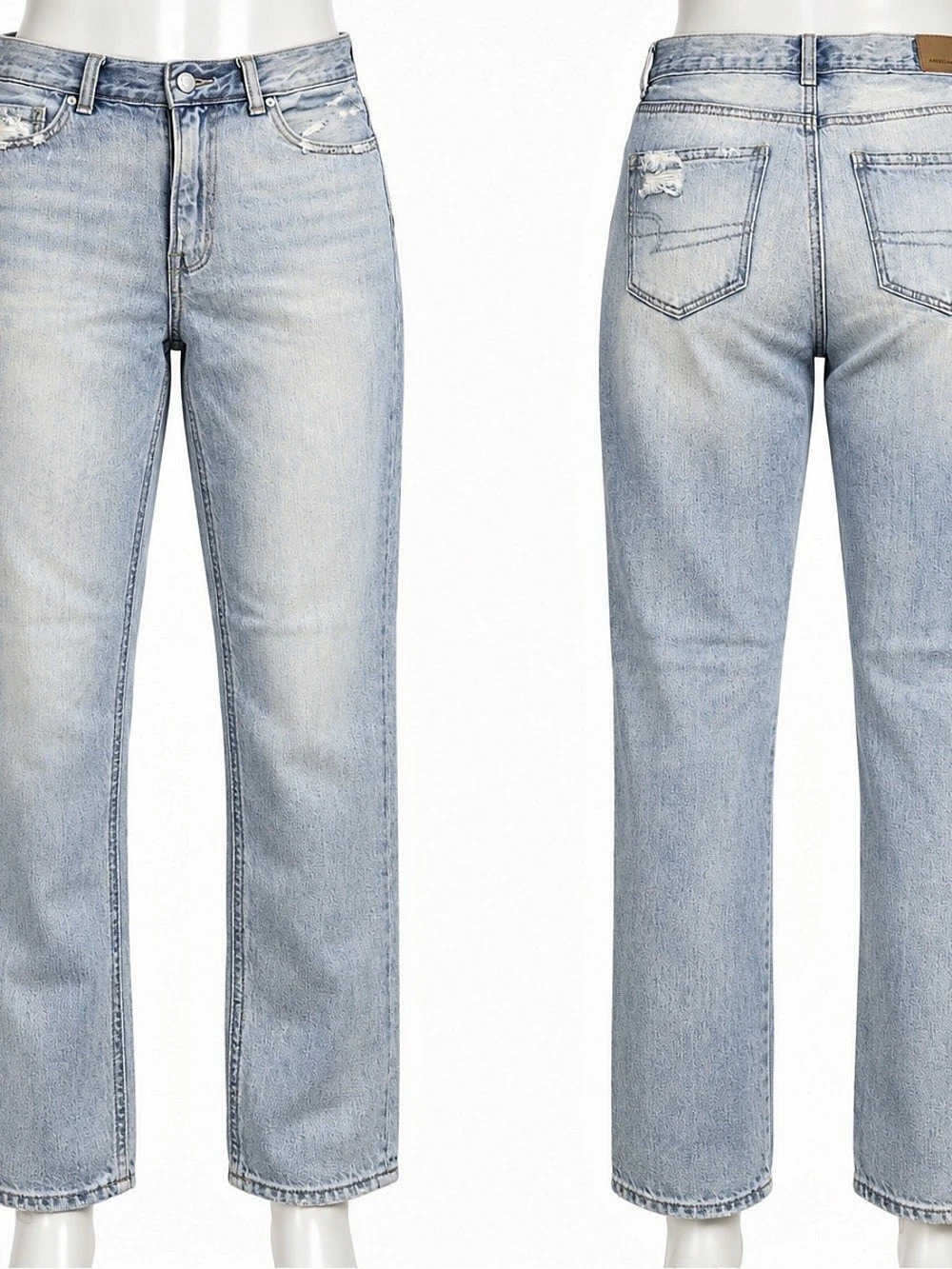 American Eagle Straight Leg Cotton Jeans in Blue Size 4